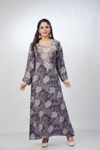 جلابية جامبو مخور كشميري لون موف موديل SV5-79