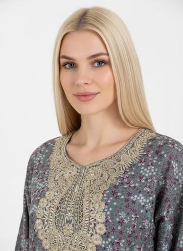 جلابية كشميري لون اخضر فاتح موديل SQ5-41