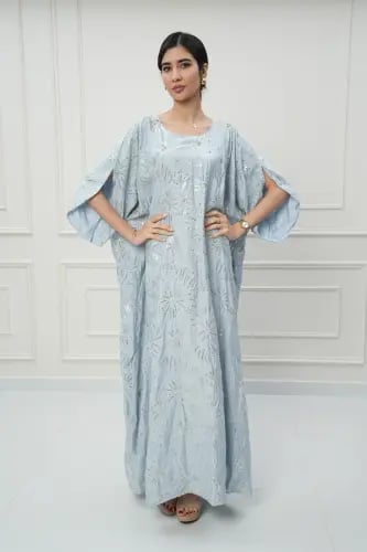 جلابية كويتي لون سماوي موديل CH6-92