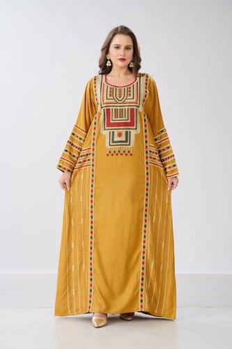 جلابية استايل عسيري لون كموني موديل DB6-153