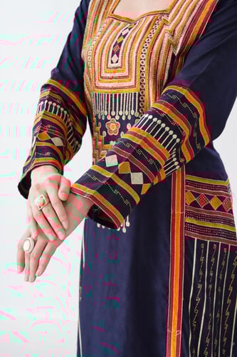 جلابية استايل عسيري لون كحلي موديل DB6-151