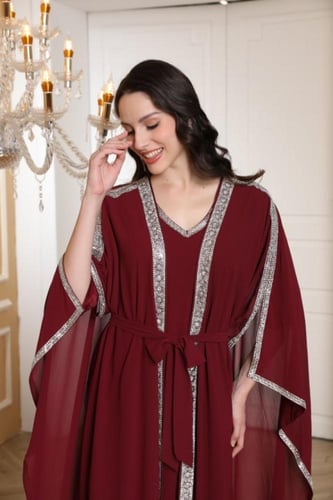 جلابية سهرة لون عودي موديل CH5-24