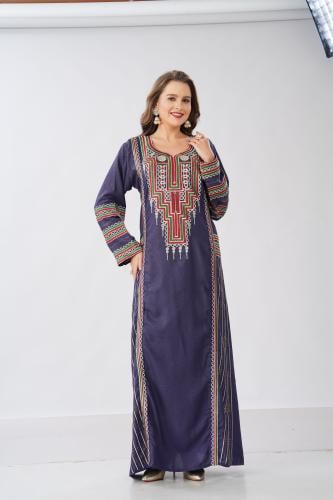 جلابية استايل عسيري لون موف رمادي موديل DB6-152