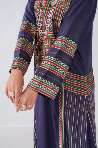 جلابية استايل عسيري لون موف رمادي موديل DB6-152