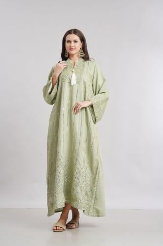 جلابية استايل كويتي لون مينت جرين موديل KK6-96