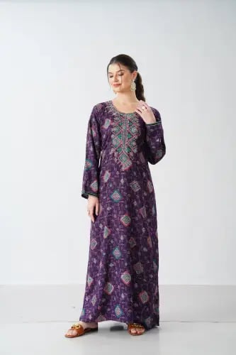 جلابية كشميري صدرية اردني لون موف موديل SQ6-190