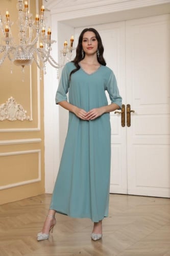 جلابية سهرة لون سماوي موديل CH5-24