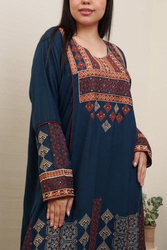 جلابية استايل اردني لون بترولي موديل DB4-20