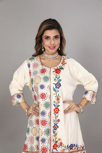 جلابية قرقيعان نسائي بتشجير نيلي وعودي MM-04