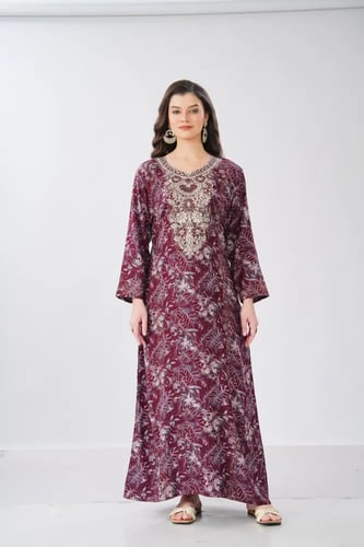 جلابية استايل مخور اماراتي لون عودي موديل SX6-111