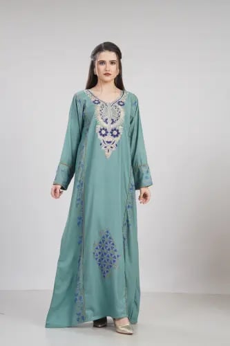 جلابية استايل بحريني لون بترولي موديل DB6-154