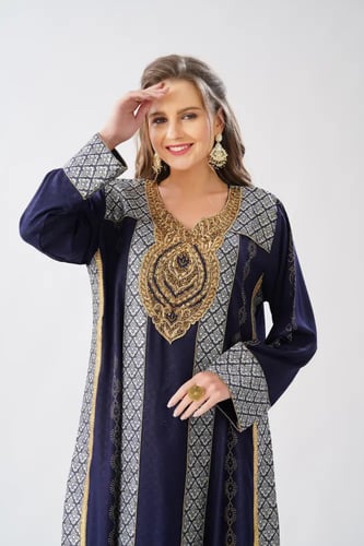 جلابية استايل بحريني لون كحلي موديل WS6-131