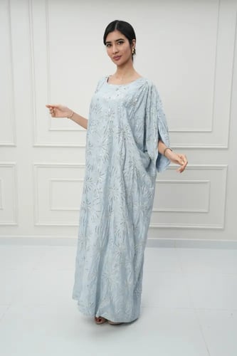 جلابية كويتي لون سماوي موديل CH6-92