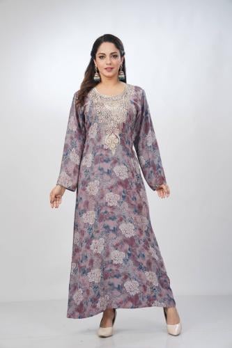 جلابية جامبو مخور كشميري لون بني موديل SV5-79