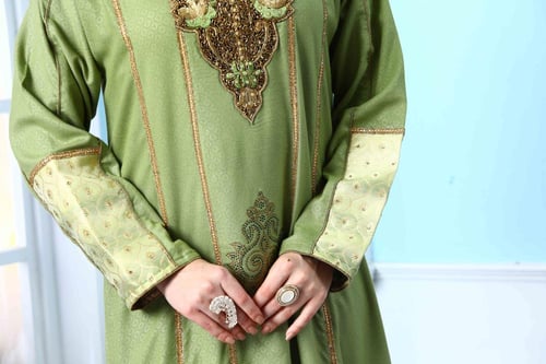 جلابية استايل بحريني لون اخضر فاتح موديل WS5-120