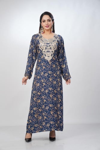 جلابية جامبو مخور كشميري لون بترولي موديل SV5-81