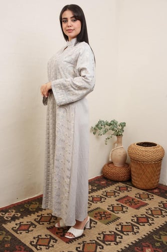 جلابية استايل كويتي لون رصاصي موديل 2A5-2495