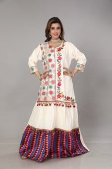 جلابية قرقيعان نسائي بتشجير أخضر وعودي MM-04