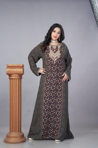 جلابية كشميري لون زيتي موديل SQ4-86