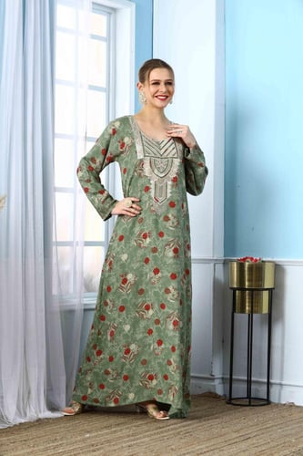 مخور اماراتي جامبو لون عشبي بصدرية مطرزة موديل SV5...