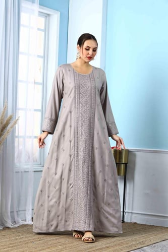 جلابية استايل كويتي لون موف فاتح موديل DB5-82