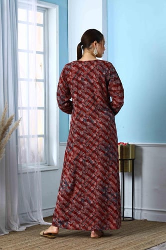 جلابية جامبو كشميري لون عودي موديل SD5-37