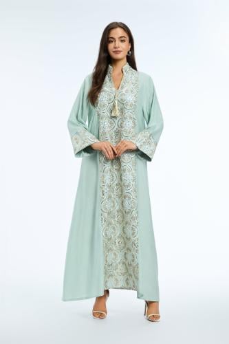 جلابية كويتي لون تركوازي موديل CH5-1