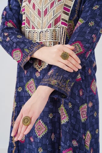 جلابية استايل مخور اماراتي لون كحلي موديل SX6-105