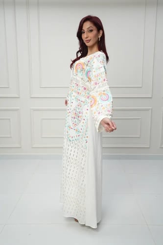 جلابية كويتي لون أوف وايت موديل CH6-56