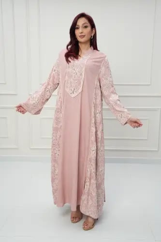 جلابية كويتي لون بينك موديل CH6-83