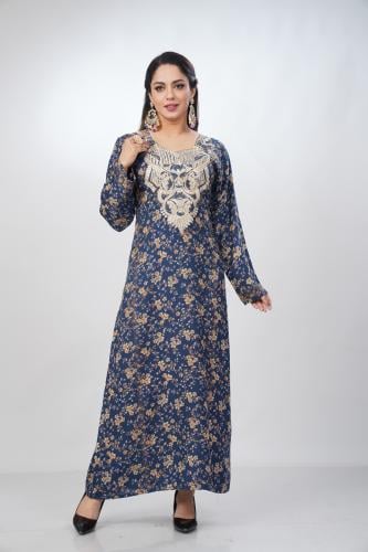 جلابية جامبو مخور كشميري لون بترولي موديل SV5-81