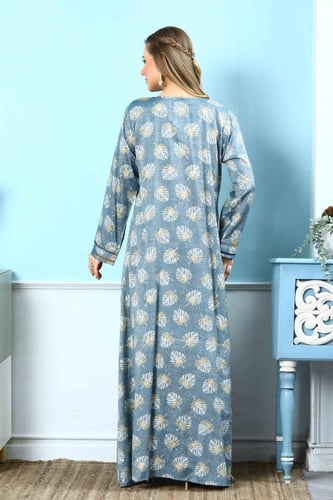 جلابية استايل بحريني لون بحري موديل DB5-83