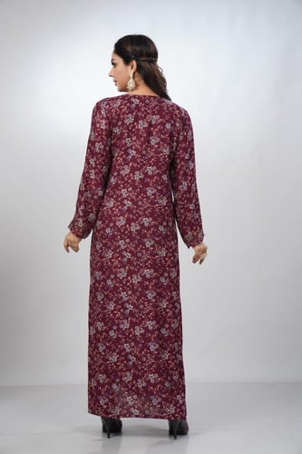 جلابية جامبو مخور كشميري لون عودي موديل SV5-81