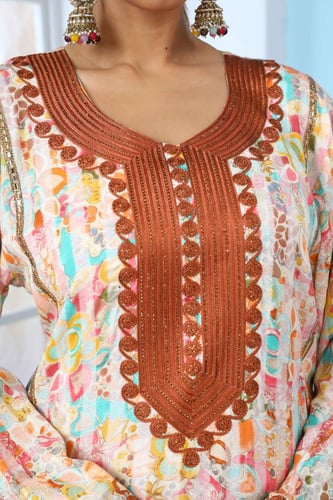 جلابية استايل مغربي لون بني موديل DB5-60