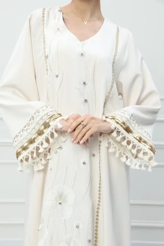 جلابية استايل كويتي لون سكري موديل CH6-118