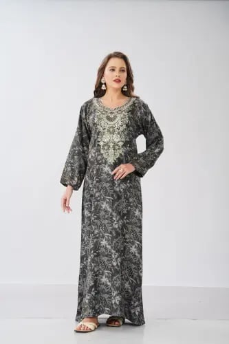 جلابية استايل مخور اماراتي لون زيتي موديل SX6-111