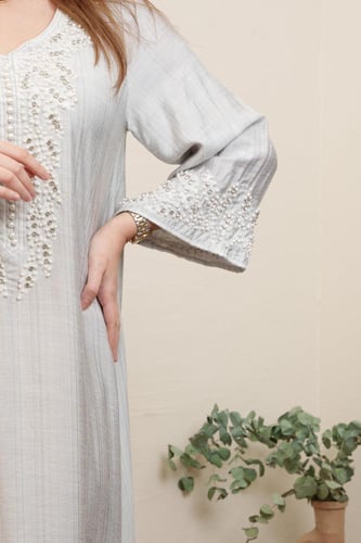 جلابية استايل كويتي لون رصاصي موديل MS5-524