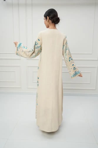 جلابية كويتي لون بيج موديل CH6-104