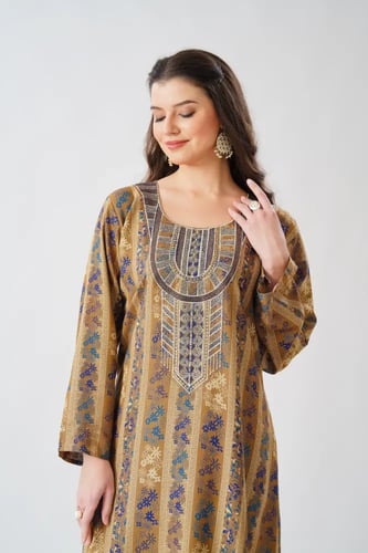 جلابية استايل مخور اماراتي لون بيج موديل SX6-112