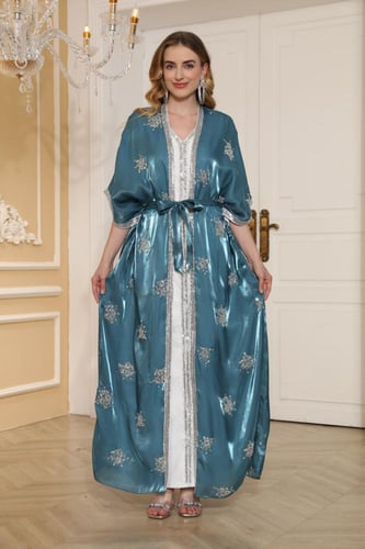 جلابية سهرة لون بترولي موديل CH5-26