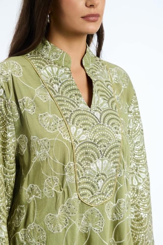 جلابية كويتي لون تفاحي موديل CH5-32