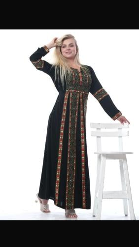 جلابية اردنية مطرزة ومنقوشه لون اسود موديل JD4-6