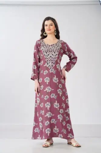 جلابية استايل مخور اماراتي لون لحمي موديل SX6-109