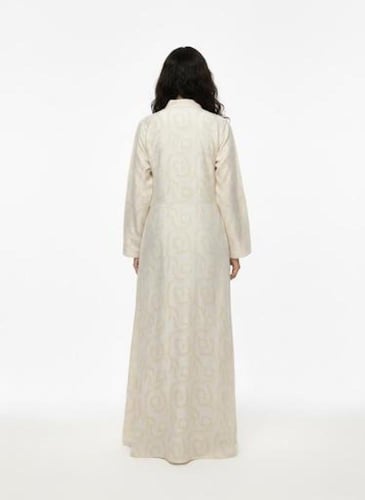 جلابية كويتي ستاتي لون بيج فاتح موديل CH6-107