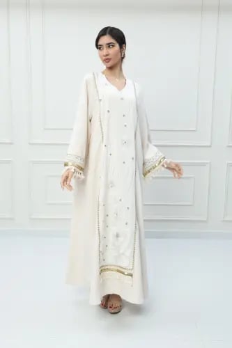 جلابية استايل كويتي لون سكري موديل CH6-118