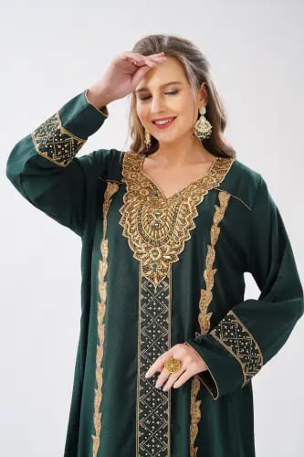 جلابية استايل بحريني لون اخضر موديل WS6-150