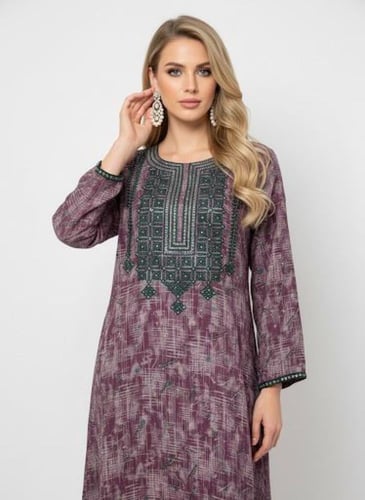 جلابية كشميري صدرية اردني لون لحمي موديل SQ6-171