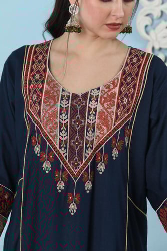 جلابية استايل اردني لون كحلي موديل DB5-76A