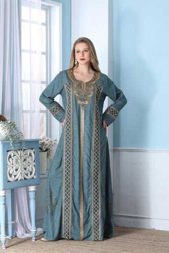 جلابية نسائي لون بترولي فاتح موديل WS5-125