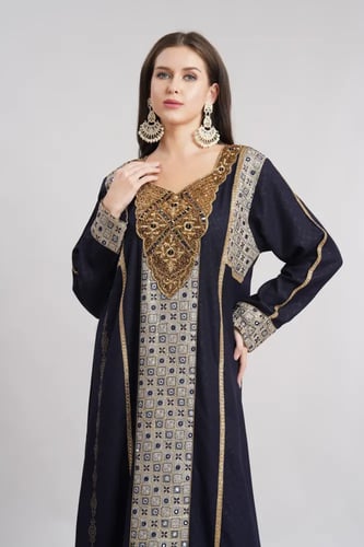 جلابية استقبال لون كحلي موديل WS6-144